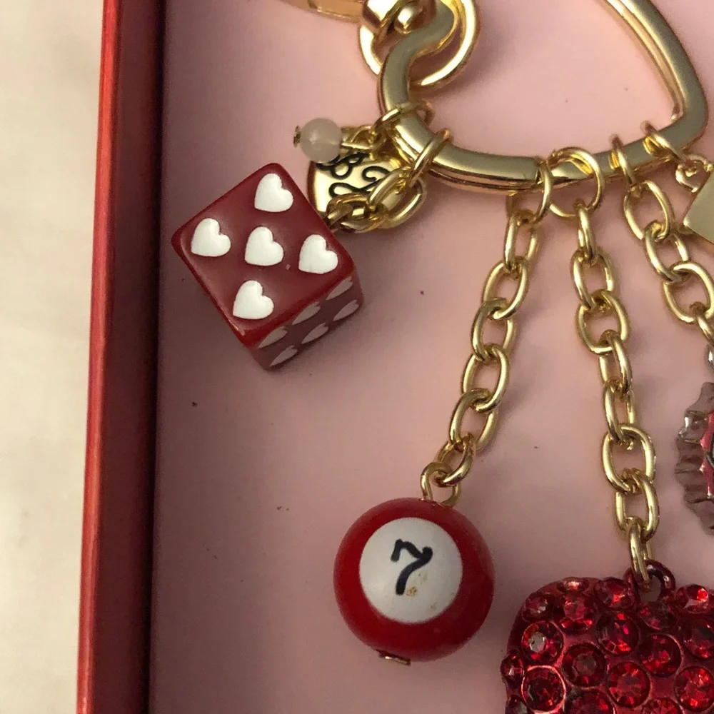 Betsey Johnson Red and Gold Charm Keychain
